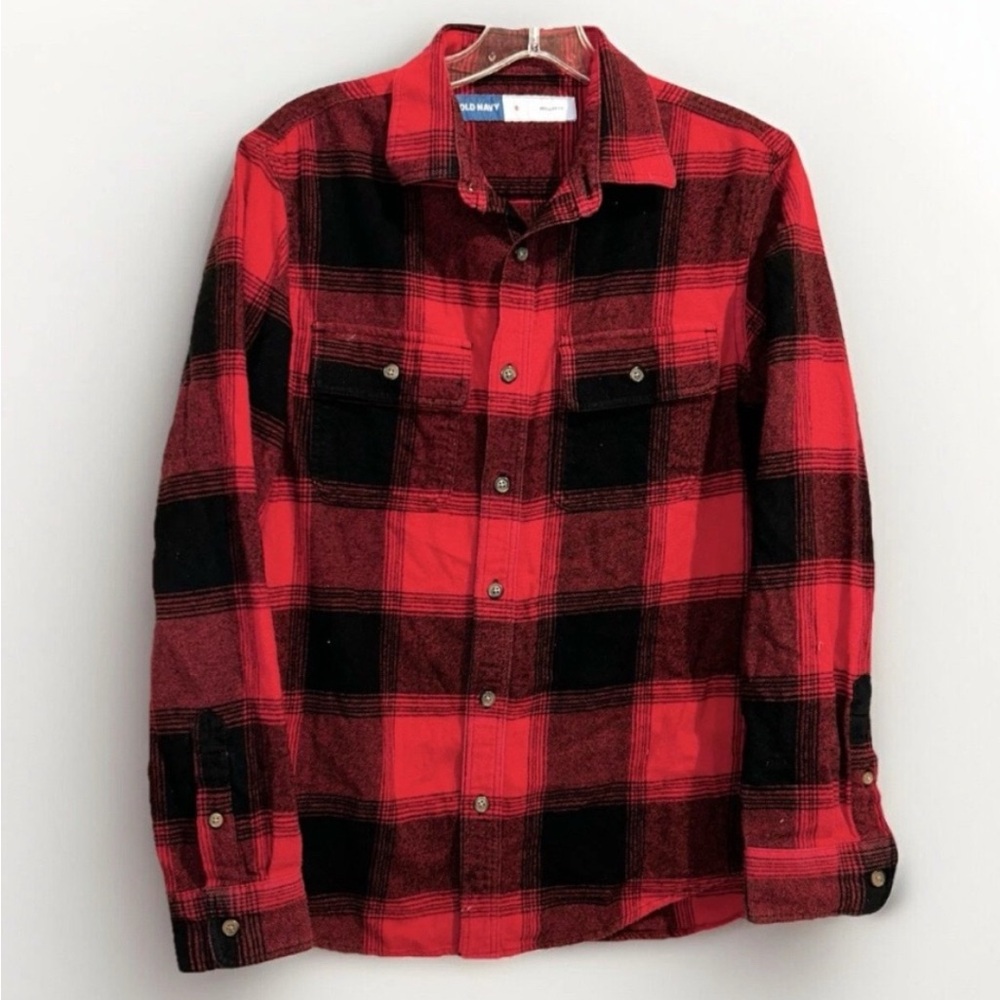 Men's Red and Black Flannel